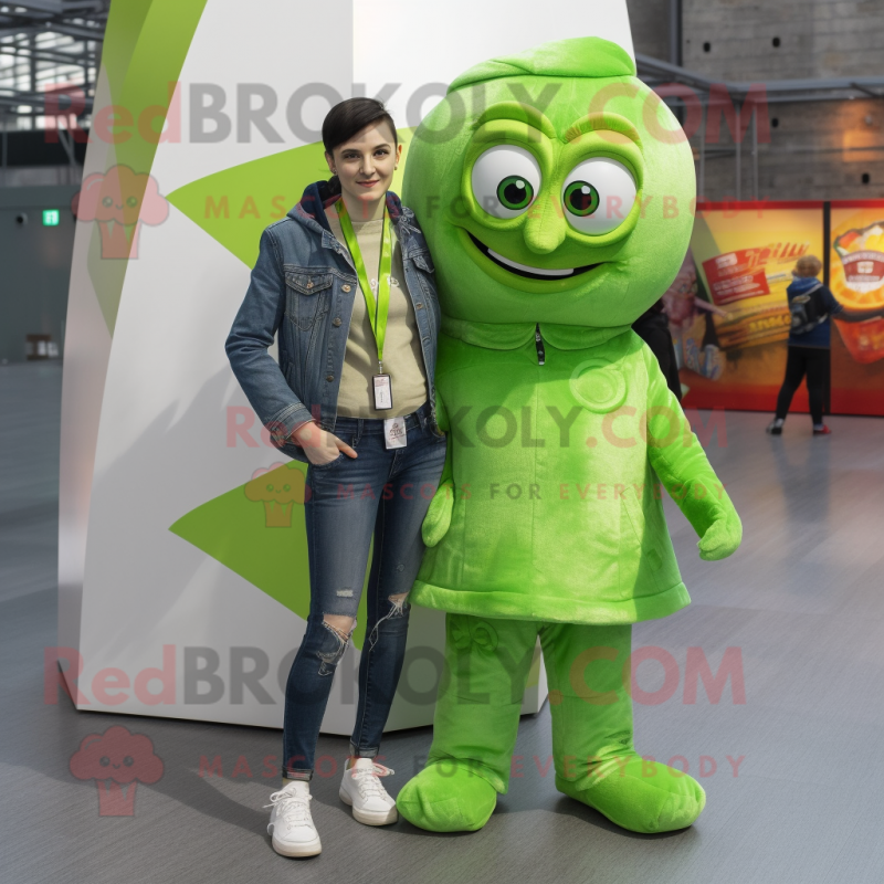 Lime Green Irish Flag mascot costume character dressed with a Boyfriend Jeans and Ties Lime Green Irish Flag mascot costume character dressed with a Boyfriend Jeans and Ties