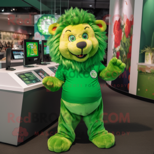 Green Lion maskot kostume...