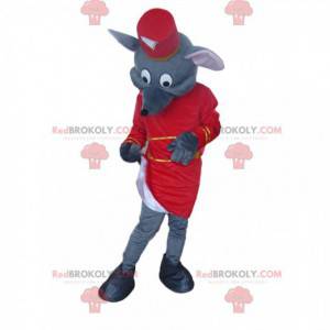 Mascota del ratón gris vestida como mayordomo - Redbrokoly.com