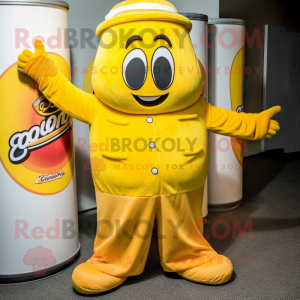 Yellow Soda Can maskotdräkt...