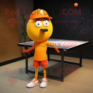 Orange Ping Pong Table mascot costume character dressed with a Skinny Jeans and Shoe laces