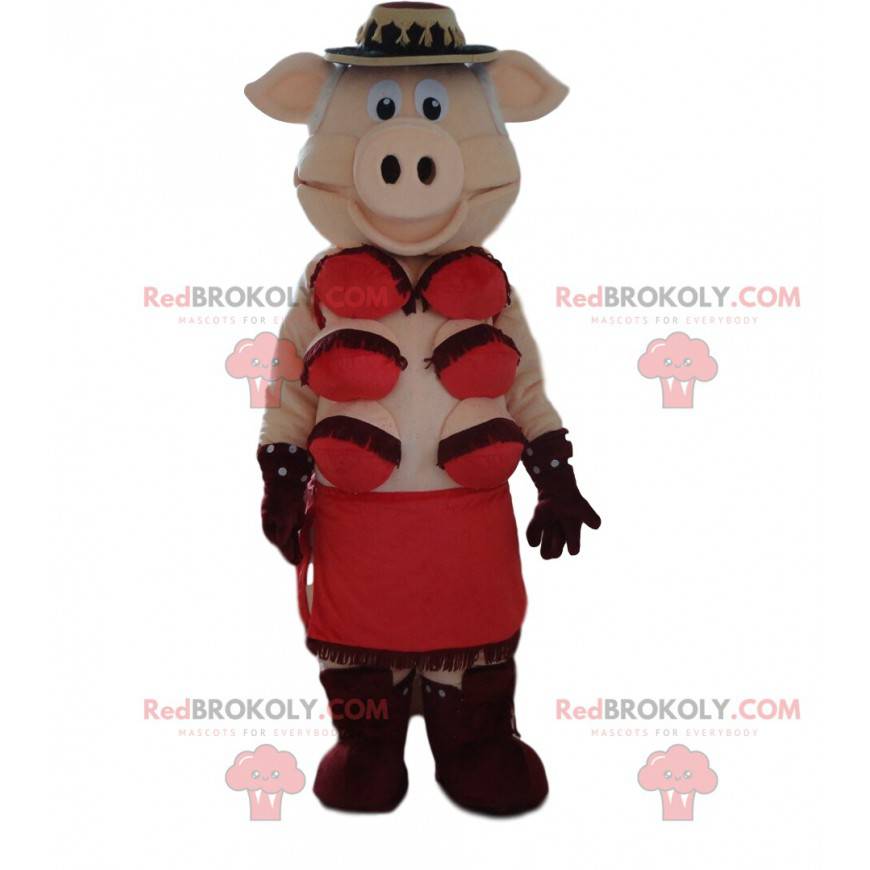 Mascotte de cochon de cabaret, déguisement de cabaret -