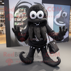 Sort Kraken maskot kostume...