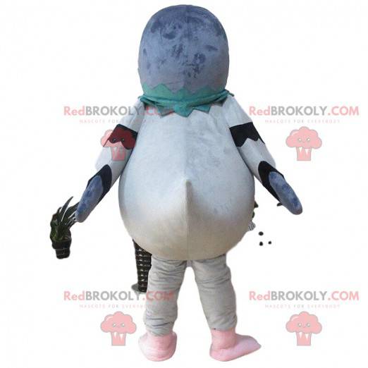 Giant pigeon mascot, gray and white, pigeon costume -