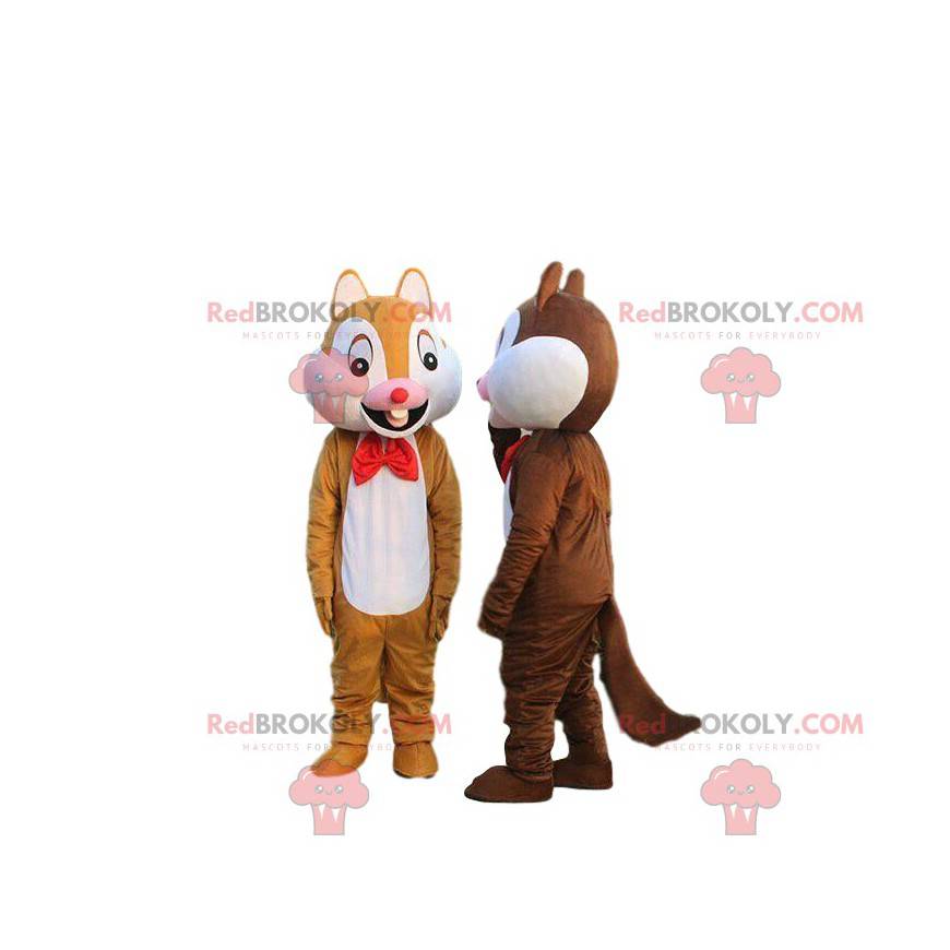 2 mascotes de Tic et Tac, famosos esquilos de desenho animado -