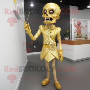 Gold Zombie maskot kostume...