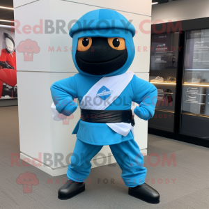 Himmelblå Ninja maskot...