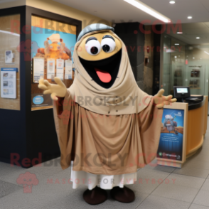 Tan Cod mascot costume character dressed with a Dress Pants and Shawls