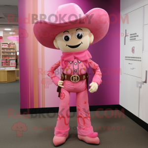 Pink Cowboy maskot kostume...