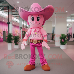Rosa Cowboy maskot kostym...