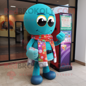 Teal Gumball Machine maskot...