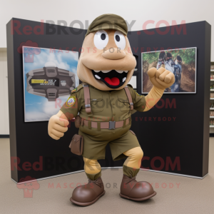 Brown Army Soldier mascotte...