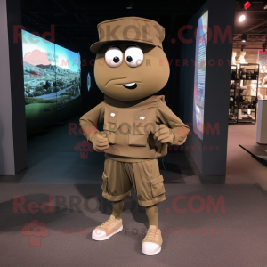 Brown Army Soldier mascotte...