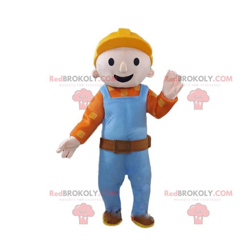Homem mascote, trabalhador com capacete e macacão - Homem mascote, trabalhador com capacete e macacão -