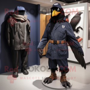 Marinblå Crow maskot kostym...