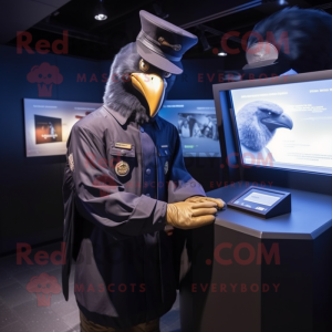 Navy Crow mascot costume character dressed with a Parka and Watches