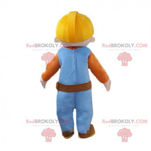 Maskottchenmann, Arbeiter mit Helm und Overall - Redbrokoly.com
