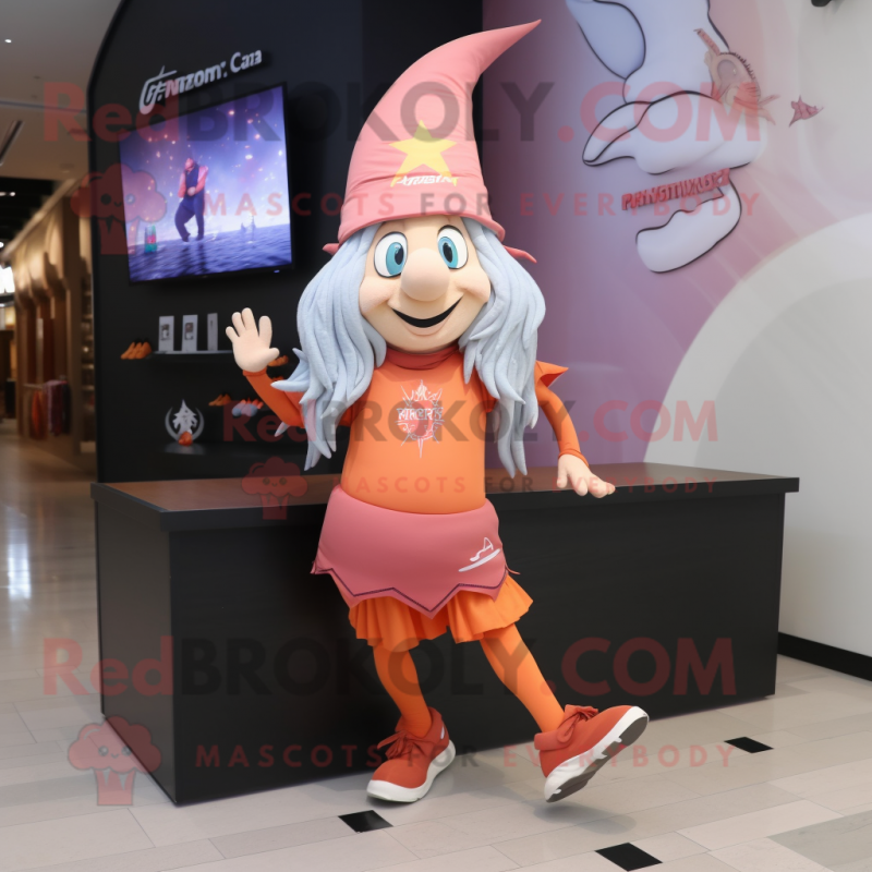 Peach Witch mascot costume character dressed with a Running Shorts and Caps