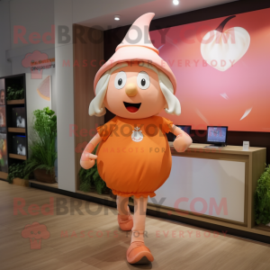 Peach Witch mascot costume character dressed with a Running Shorts and Caps