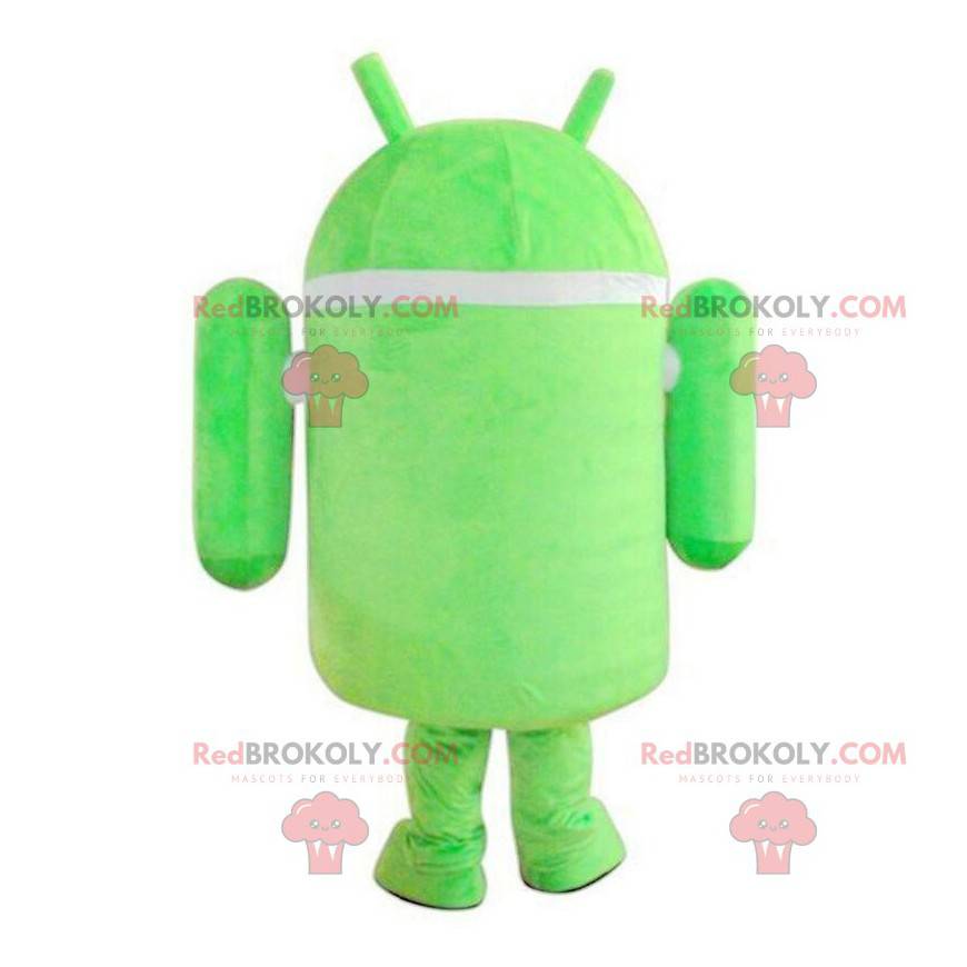 Mascotte Android, robot verde e bianco, costume da robot -