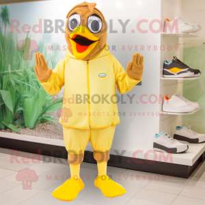 Tan Canary maskot kostume...