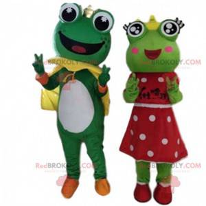 2 mascottes de grenouilles, de prince et princesse -