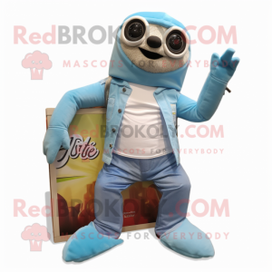 Sky Blue Sloth mascotte...