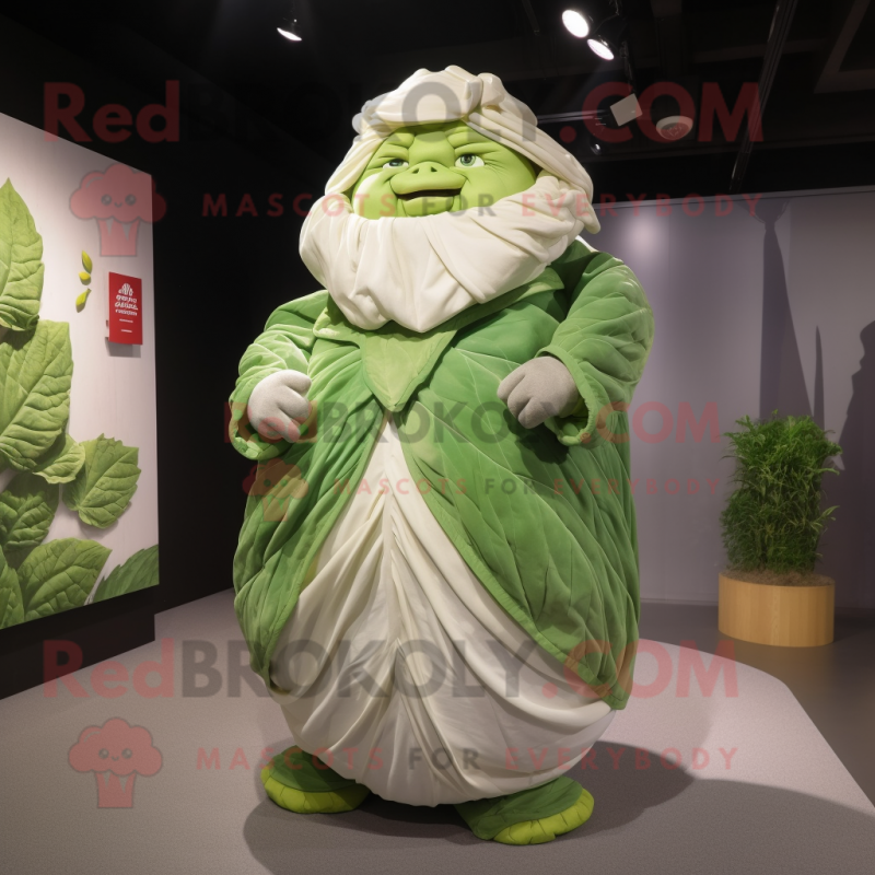 nan Cabbage Leaf mascot costume character dressed with a Poplin Shirt and Shawls nan Cabbage Leaf mascot costume character dressed with a Poplin Shirt and Shawls