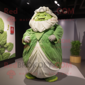 nan Cabbage Leaf mascot costume character dressed with a Poplin Shirt and Shawls