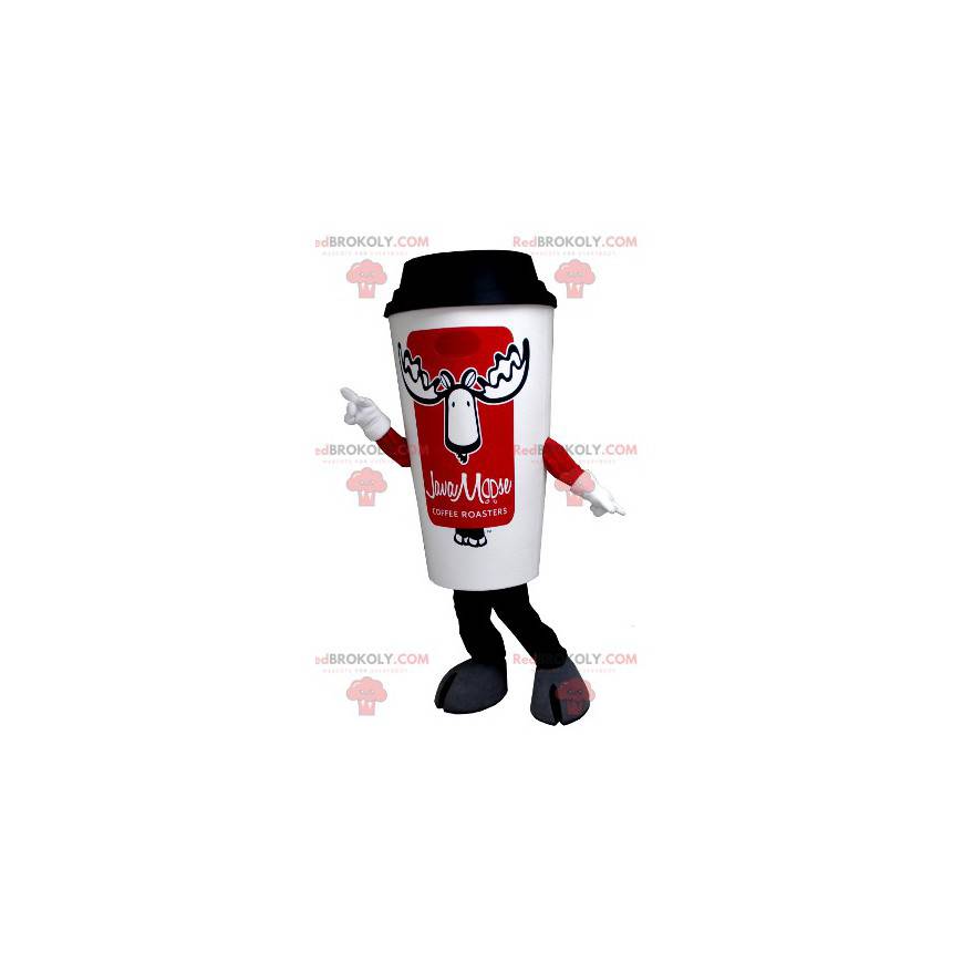 White and red coffee cup mascot - Redbrokoly.com