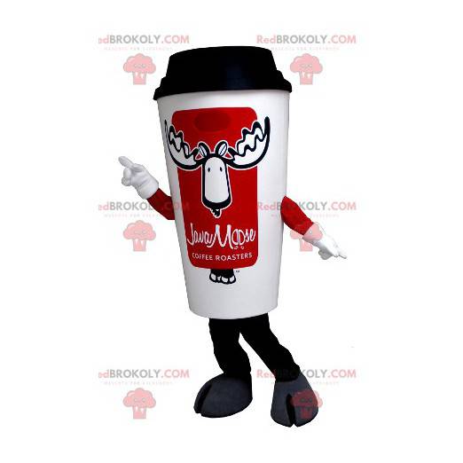 White and red coffee cup mascot - Redbrokoly.com