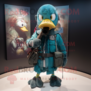 Teal Sniper maskot kostume...