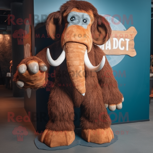 Rust Mammoth mascot costume character dressed with a Jeans and Hairpins