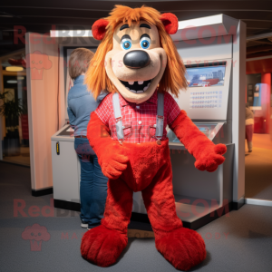 Red Shepard'S Pie mascot costume character dressed with a Mom Jeans and Cufflinks