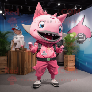 Rosa tonfisk maskot kostym...