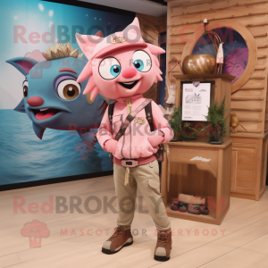 Rosa tonfisk maskot kostym...