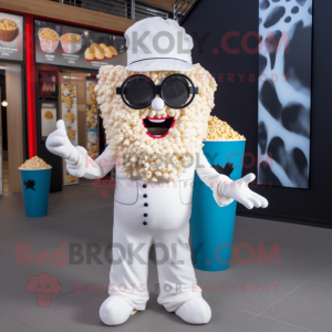 Hvid Pop Corn maskot...