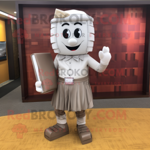 Silver Chocolate Bars mascot costume character dressed with a Pencil Skirt and Briefcases
