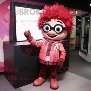 Rød rosa maskot drakt figur...