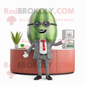 Gray Watermelon mascot costume character dressed with a Blazer and Cummerbunds