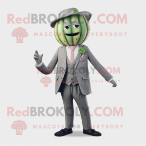 Gray Watermelon mascot costume character dressed with a Blazer and Cummerbunds