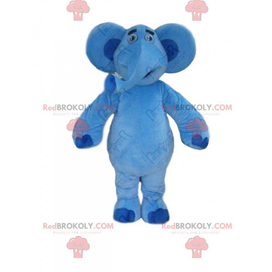 Blue elephant mascot, big plush pachyderm costume -