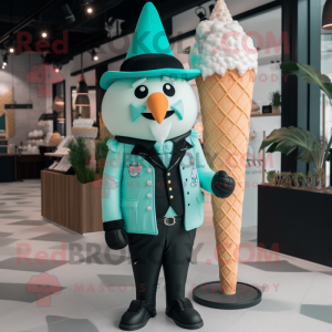 Cyan Ice Cream Cone maskot...