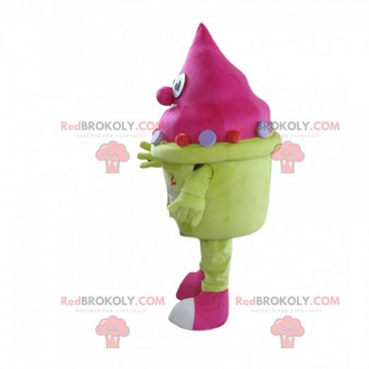 Mascota de helado rosa, disfraz de cono de helado -