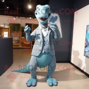 nan Diplodocus mascot costume character dressed with a Suit Pants and Shoe clips