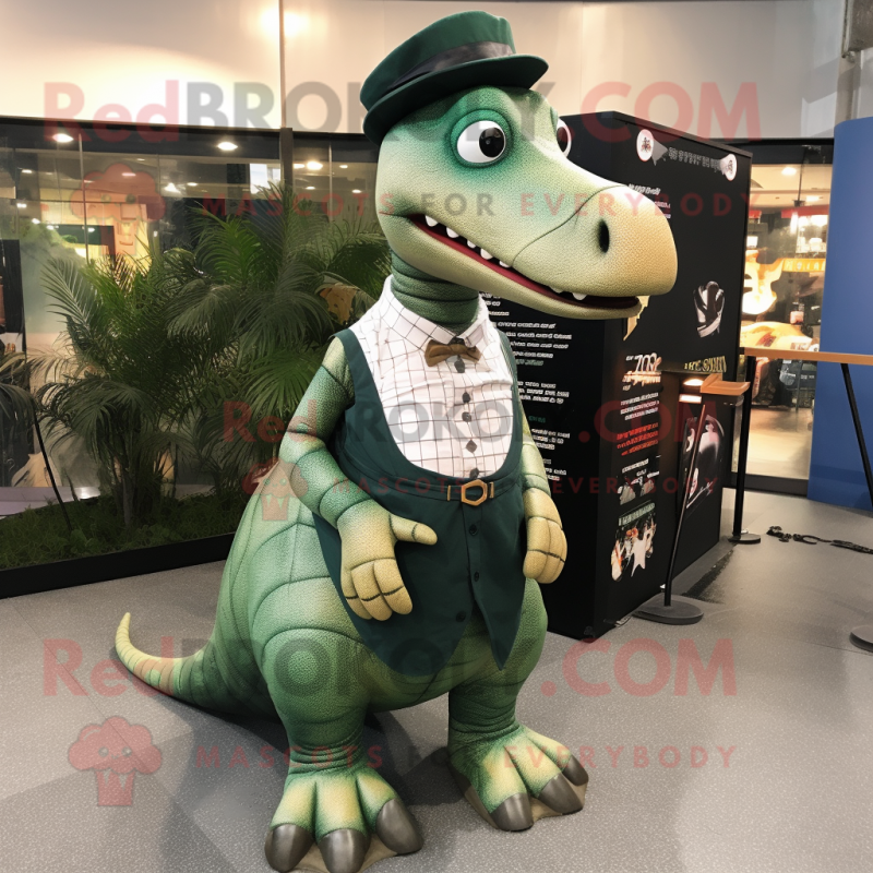 nan Diplodocus mascot costume character dressed with a Suit Pants and Shoe clips