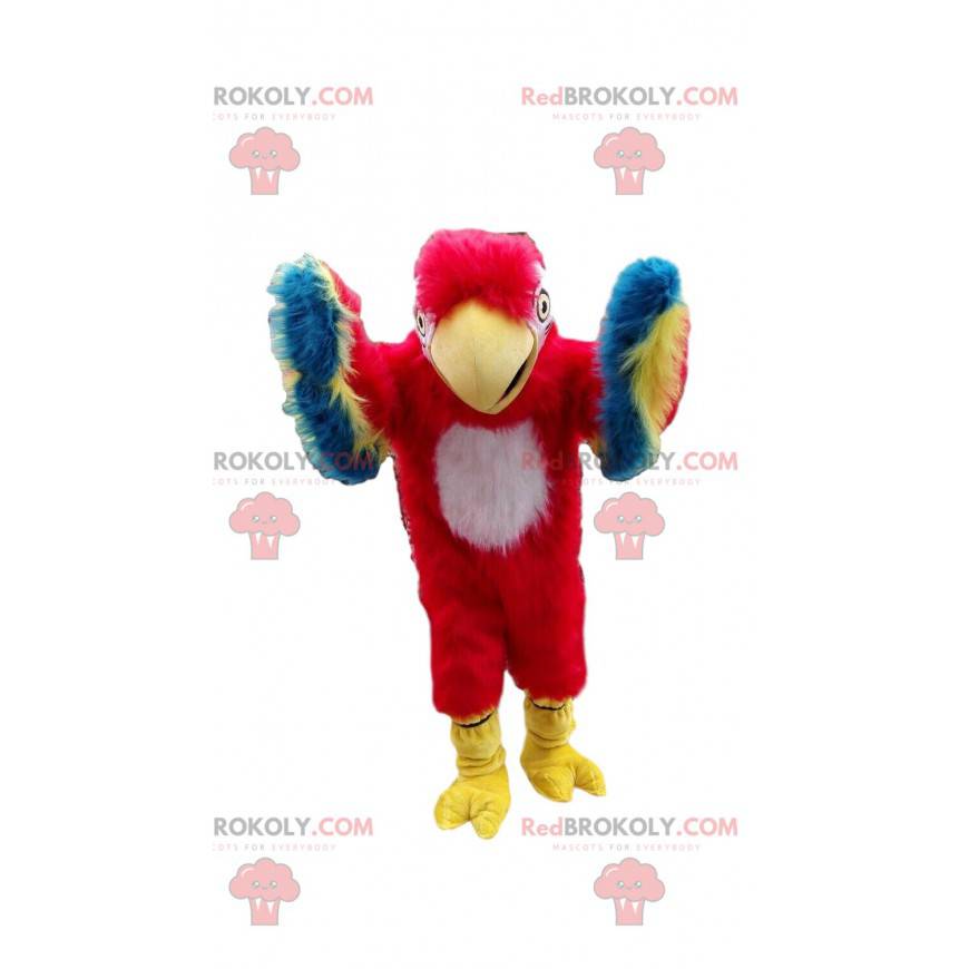 Mascotte de perroquet rouge, jaune, bleu et blanc - Mascotte de perroquet rouge, jaune, bleu et blanc -