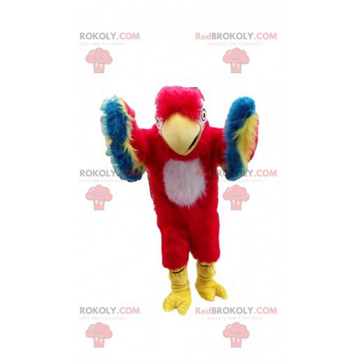 Röd, gul, blå och vit papegojamaskot - Redbrokoly.com