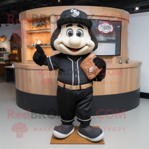 Black Baseball Glove mascot costume character dressed with a Cargo Shorts and Cufflinks