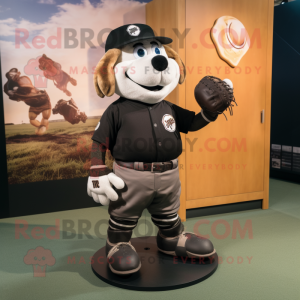 Black Baseball Glove mascot costume character dressed with a Cargo Shorts and Cufflinks